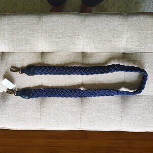NWT J. Crew Nautical Braided Rope Detachable Bag Strap Navy Blue